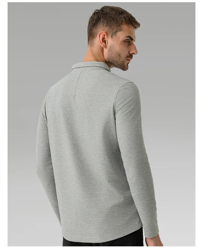 Men Long Sleeves Cotton Regular Fit Polo Shirt – Stretchable - Beige