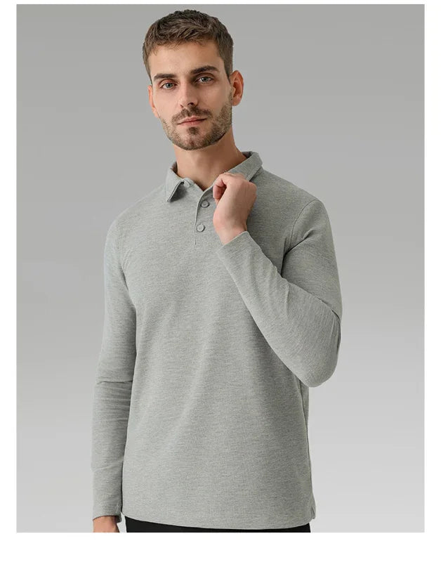 Men Long Sleeves Cotton Regular Fit Polo Shirt – Stretchable - Beige