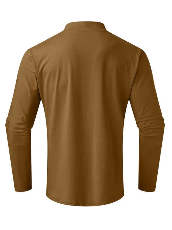 Men Crew-Neck Long-Sleeves T-Shirt – Stretchable - Green