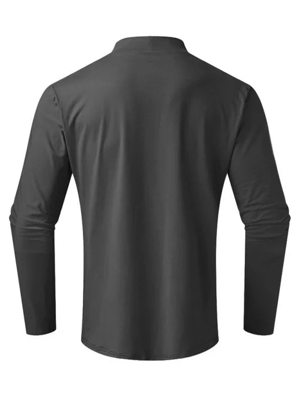 Men Crew-Neck Long-Sleeves T-Shirt – Stretchable - Green