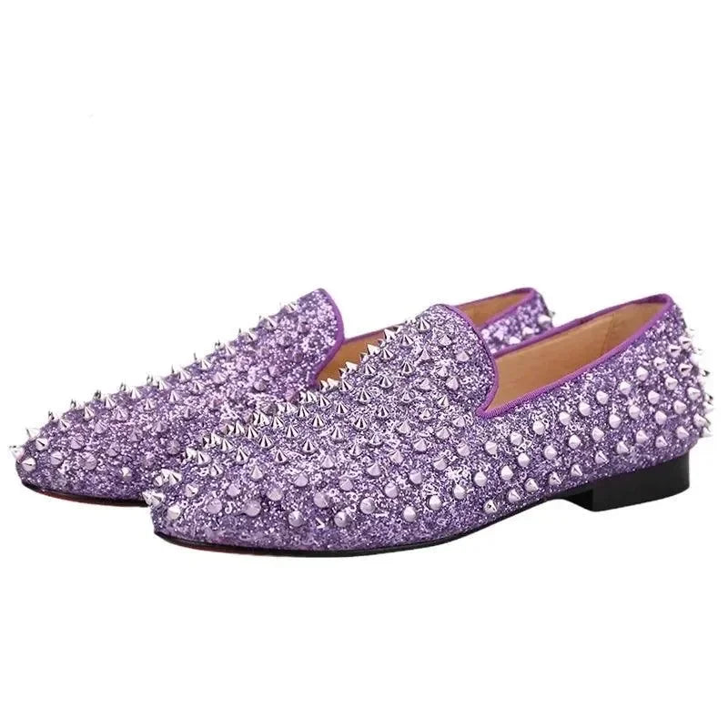 Kids Loafers Spiky Violet Delight: Trendy Loafers for Toddlers and Big Kids -Guocali