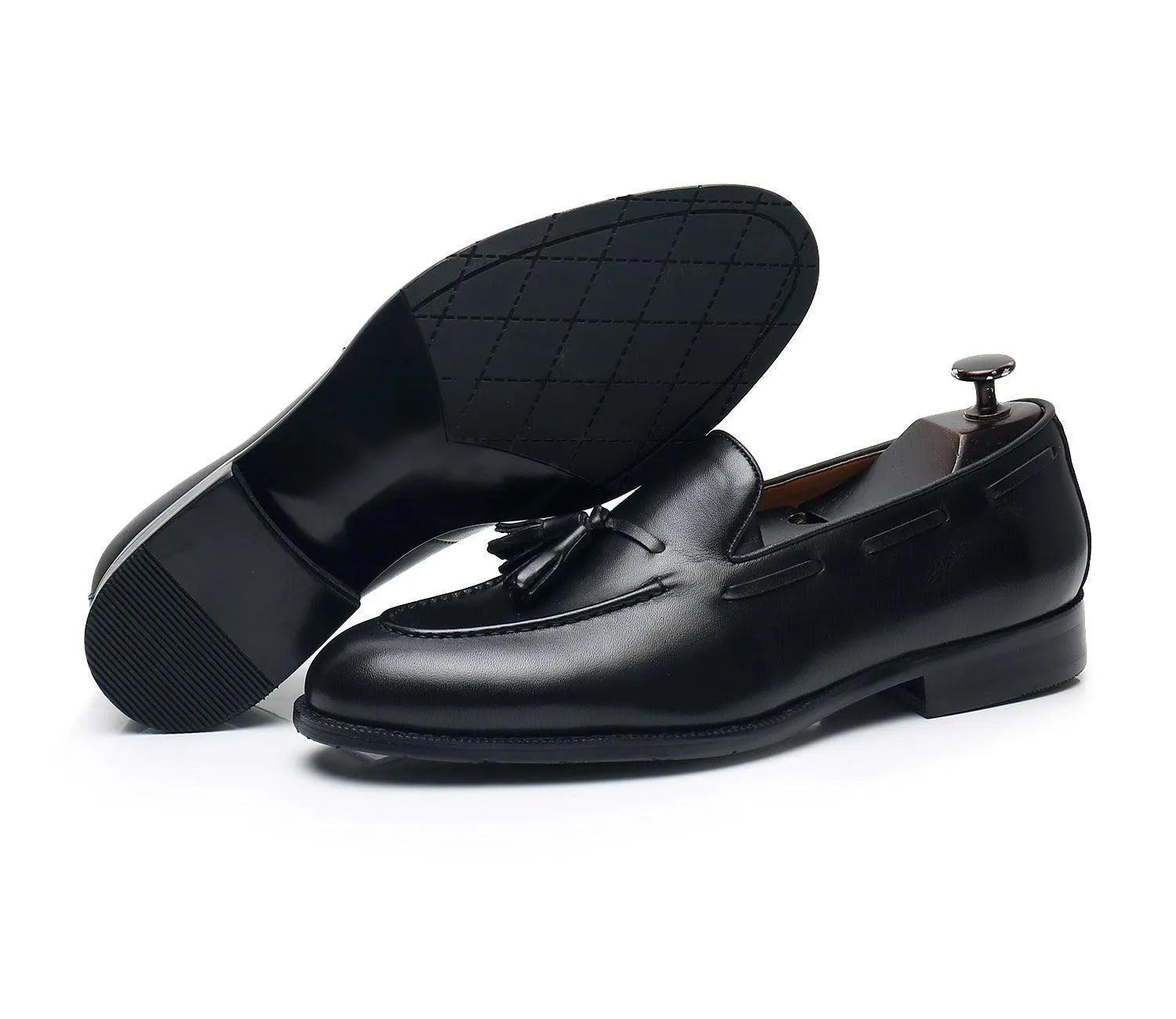 Leather Round Toe Slip-On Business Loafers - Men Shoes -Guocali
