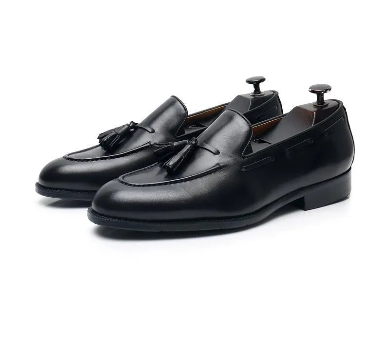 Leather Round Toe Slip-On Business Loafers - Men Shoes -Guocali