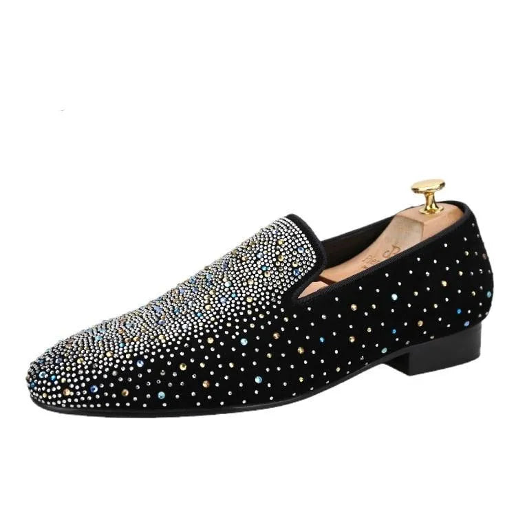 Luxurious Rhinestones Men Loafers - Men Shoes -Guocali
