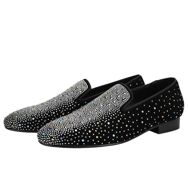 Luxurious Rhinestones Men Loafers - Men Shoes -Guocali