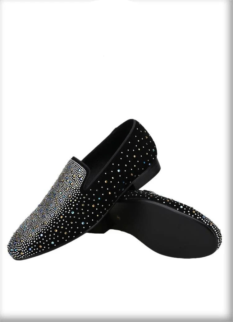 Luxurious Rhinestones Men Loafers - Men Shoes -Guocali