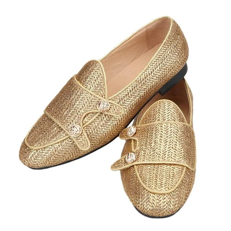 Luxury Woven Monk Strap Loafers -Guocali