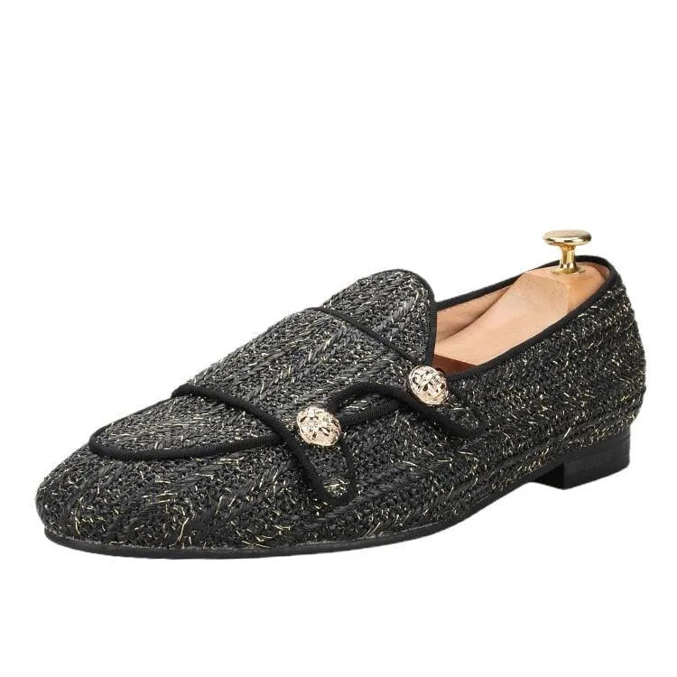 Luxury Woven Monk Strap Loafers -Guocali