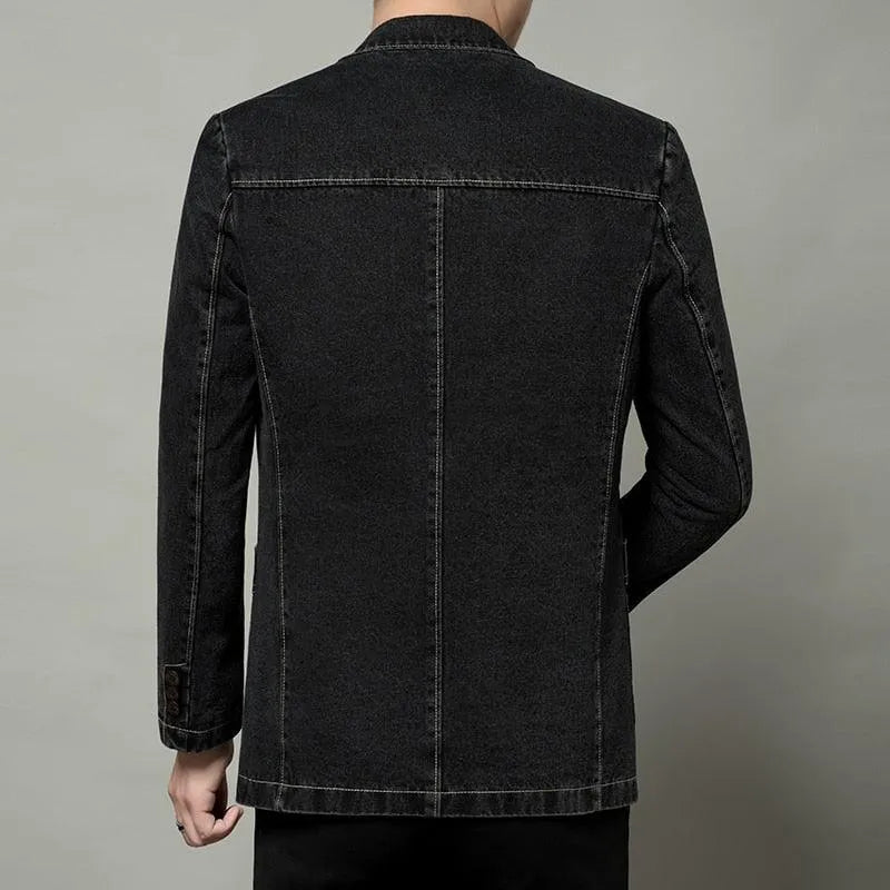 Men Blazer - Casual Denim Blazer -Guocali