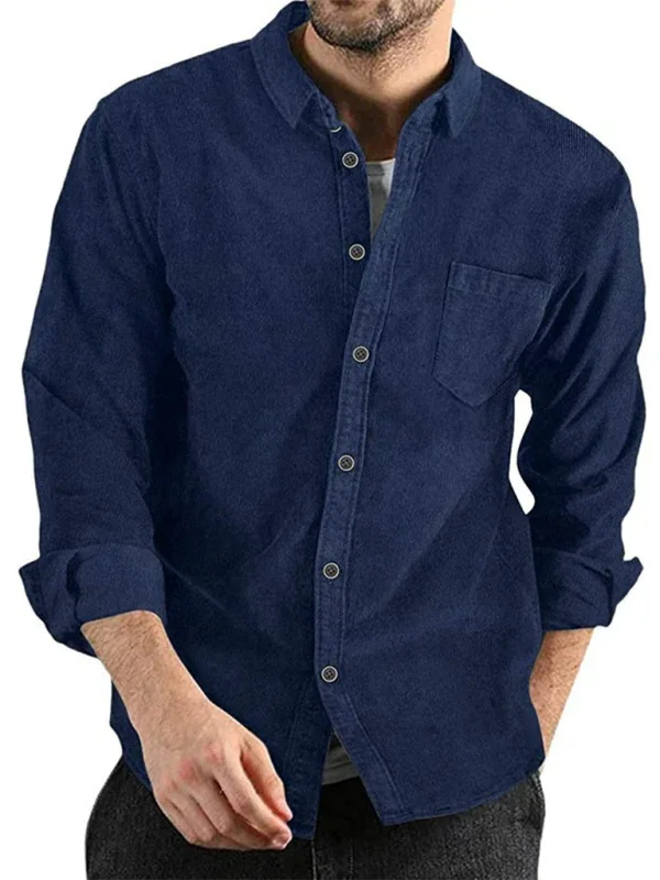 Men Casual Long Sleeves Button-Down Overshirt – Breathable - Brown -Guocali