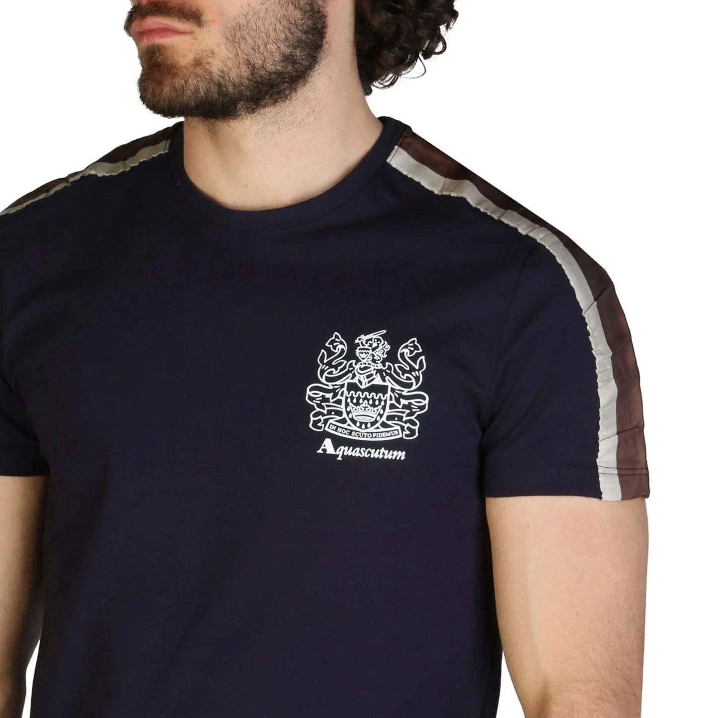 Men Crew-Neck Short-Sleeves T-Shirt – Stretchable - Navy -Guocali