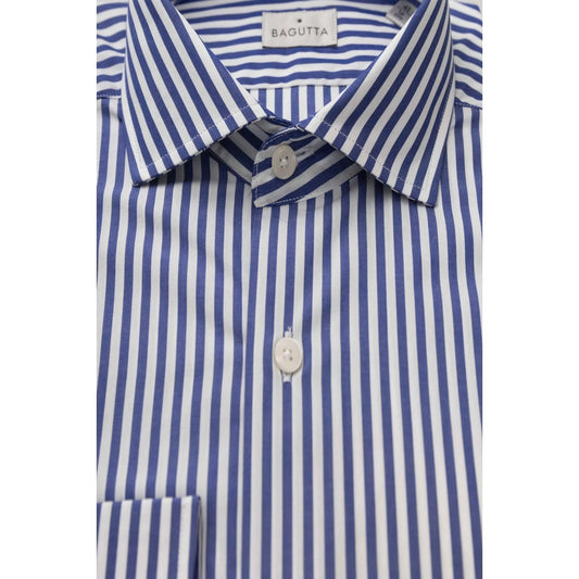 Men Long Sleeves Cotton Dress Shirt – Breathable - Blue, White -Guocali