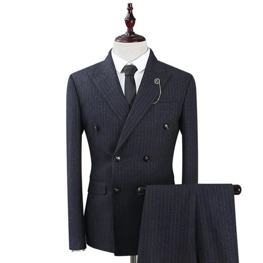 Men Suit - Albert Striped 3-Piece Suit -Guocali