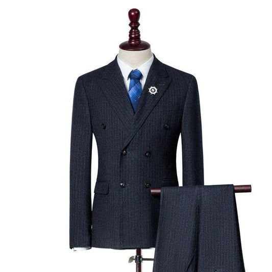 Men Suit - Alberto Striped 3-Piece Suit -Guocali