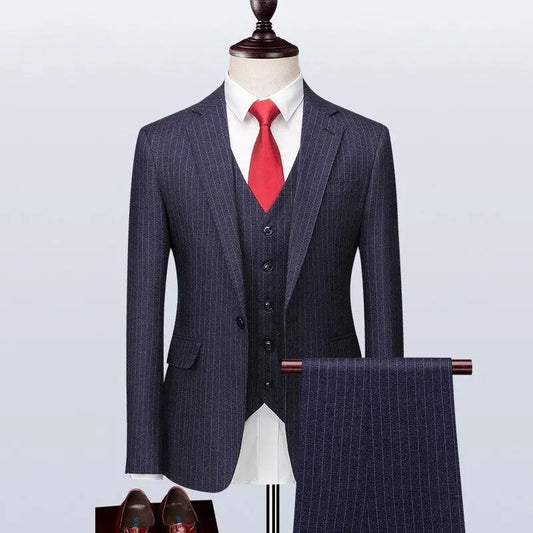 Men Suit - Alberto Striped 3-Piece Suit -Guocali