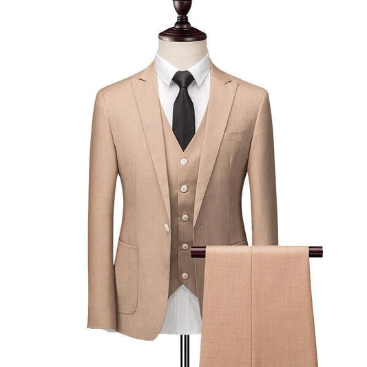 Men Suit - Camel 3-Piece Suit -Guocali