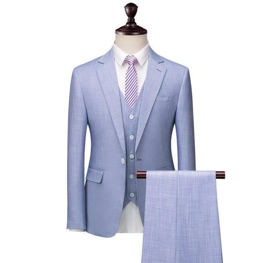 Men Suit - Carlo Blue 3-Piece Suit -Guocali