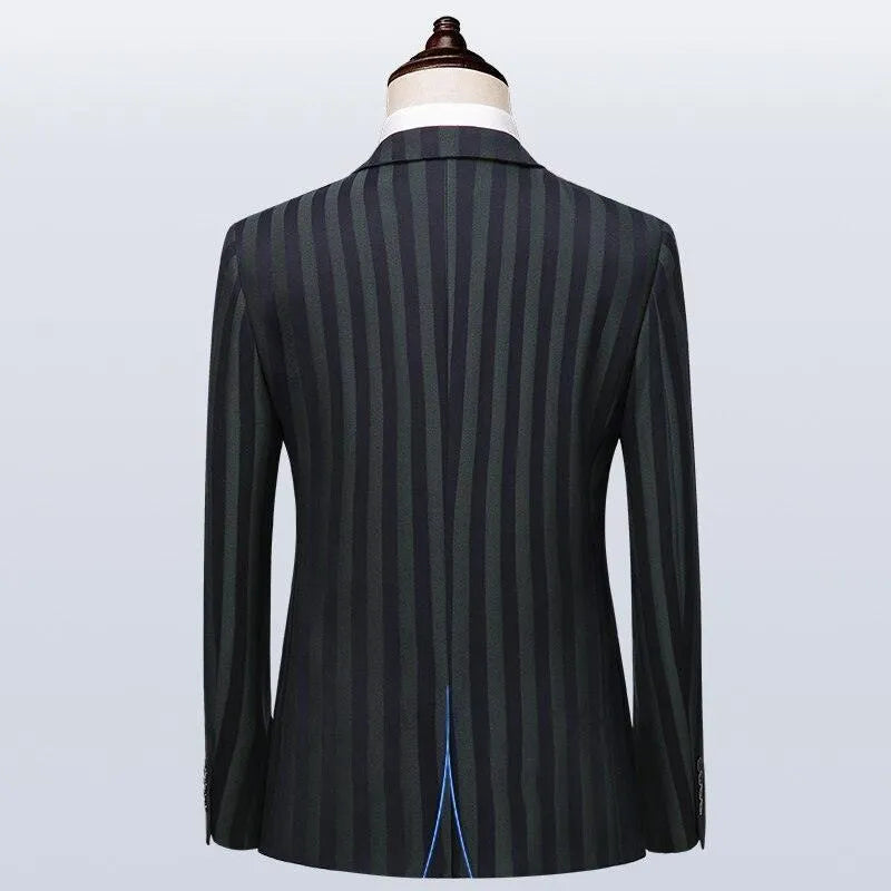 Men Suit - Caruso Striped 3-Piece Suit -Guocali