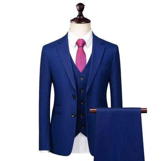 Men Suit - Davini Blue 3-Piece Suit -Guocali