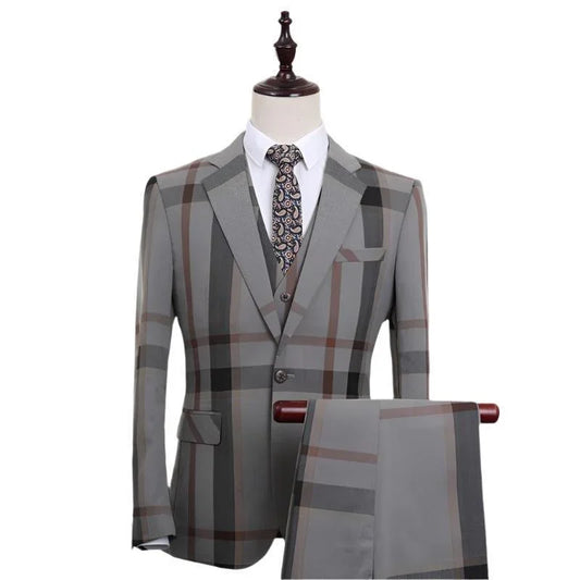 Men Suit - Georginio Plaid 3-Piece Suit -Guocali