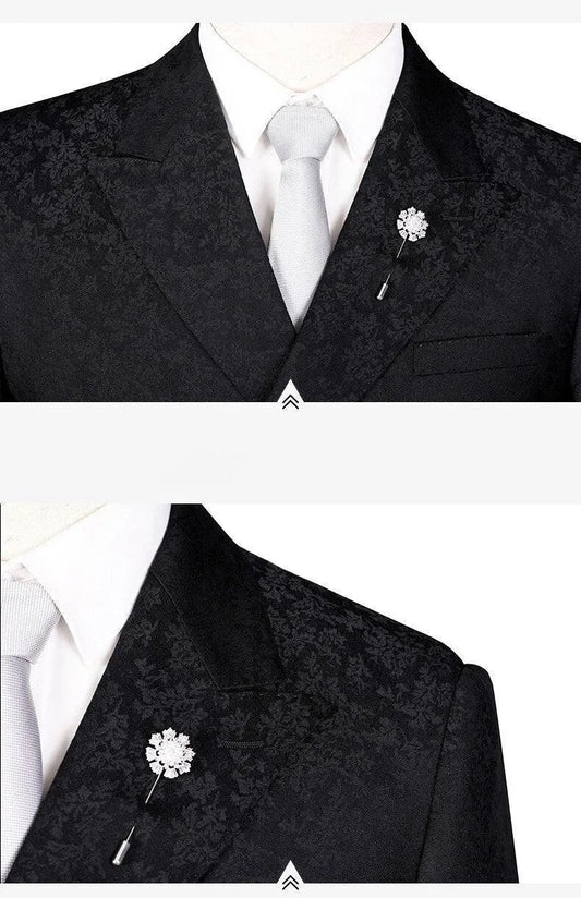 Men Suit - Jacquard Double-Breasted Suit -Guocali