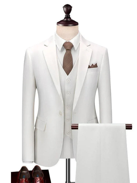 Men Suit - Marcus White Wedding 3-Piece Suit -Guocali