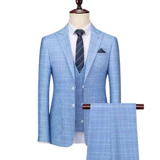 Men Suit - Massimo Plaid 3-Piece Suit -Guocali