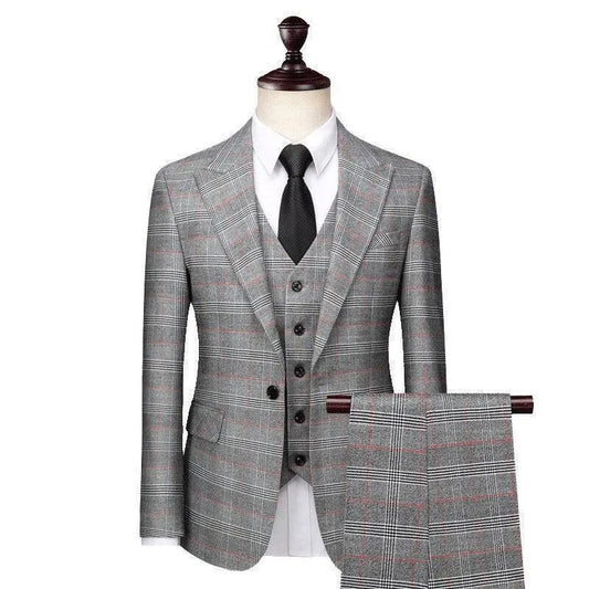 Men Suit - Rubinacci Plaid 3-Piece Suit -Guocali