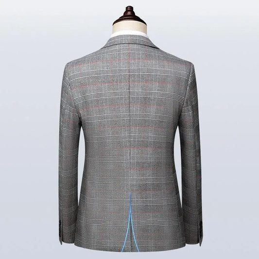 Men Suit - Rubinacci Plaid 3-Piece Suit -Guocali
