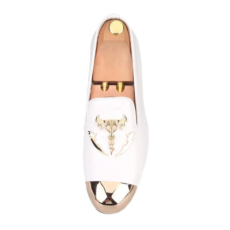 Metal Skull Buckle Men Loafers - Men Shoes -Guocali