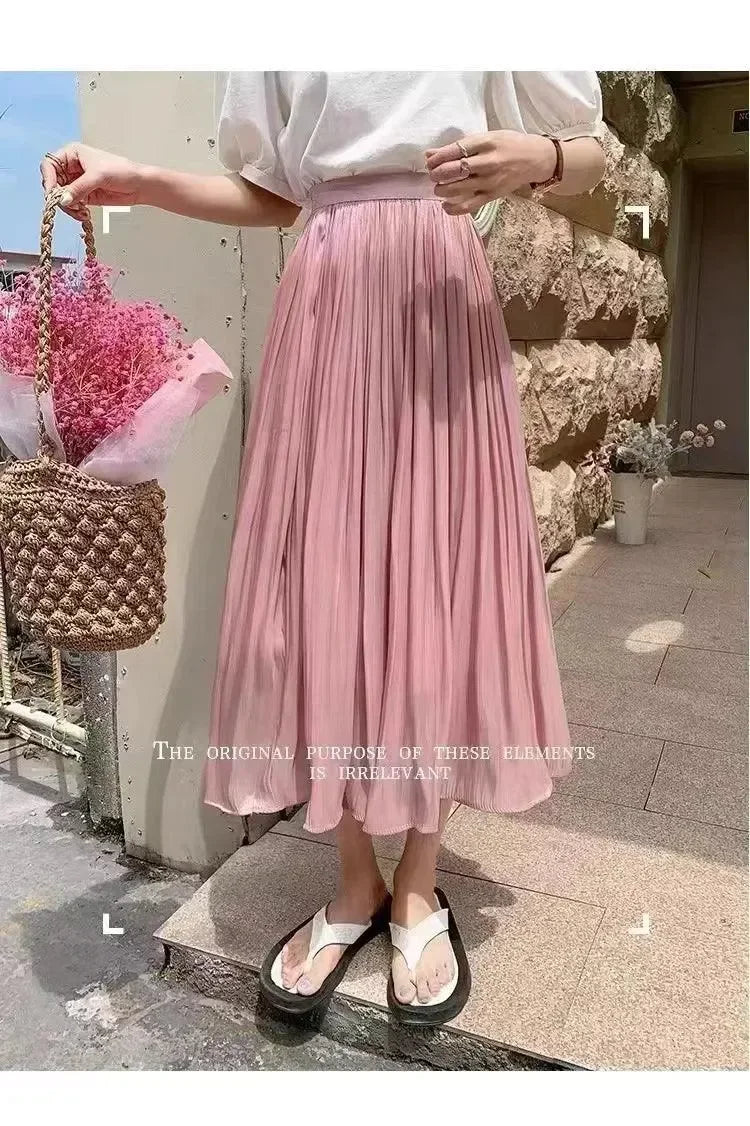 Minimalist Solid Color A-Line Skirt -Guocali