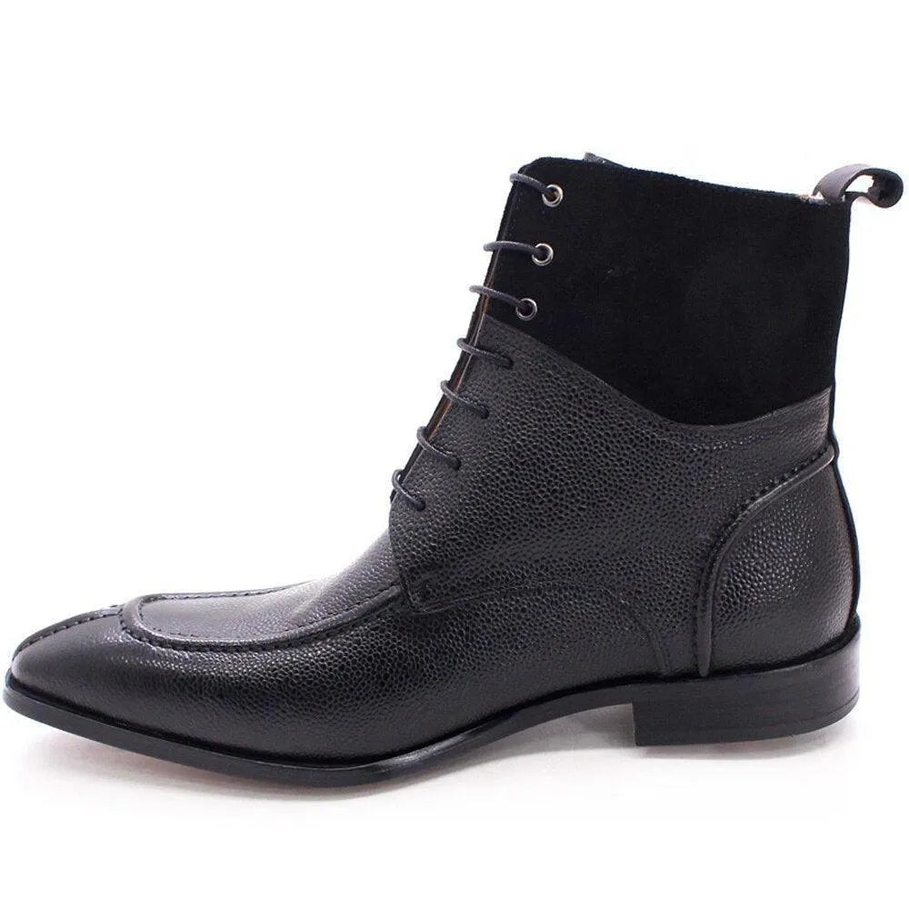 Nevan Leather LaceUp Ankle Boots -Guocali