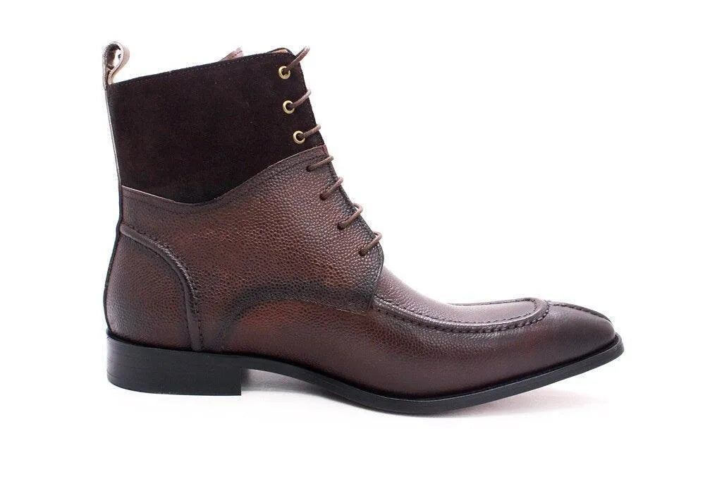 Nevan Leather LaceUp Ankle Boots -Guocali