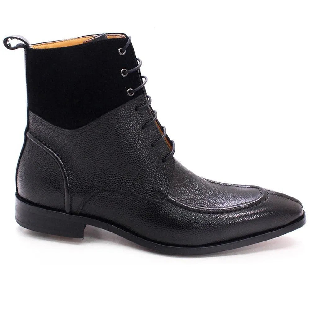 Nevan Leather LaceUp Ankle Boots -Guocali