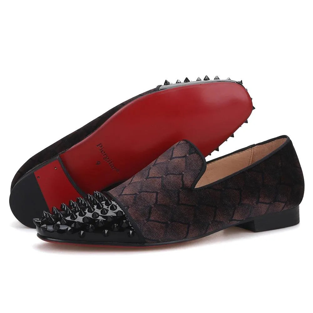 Patchwork Velvet Loafers - Men Shoes -Guocali