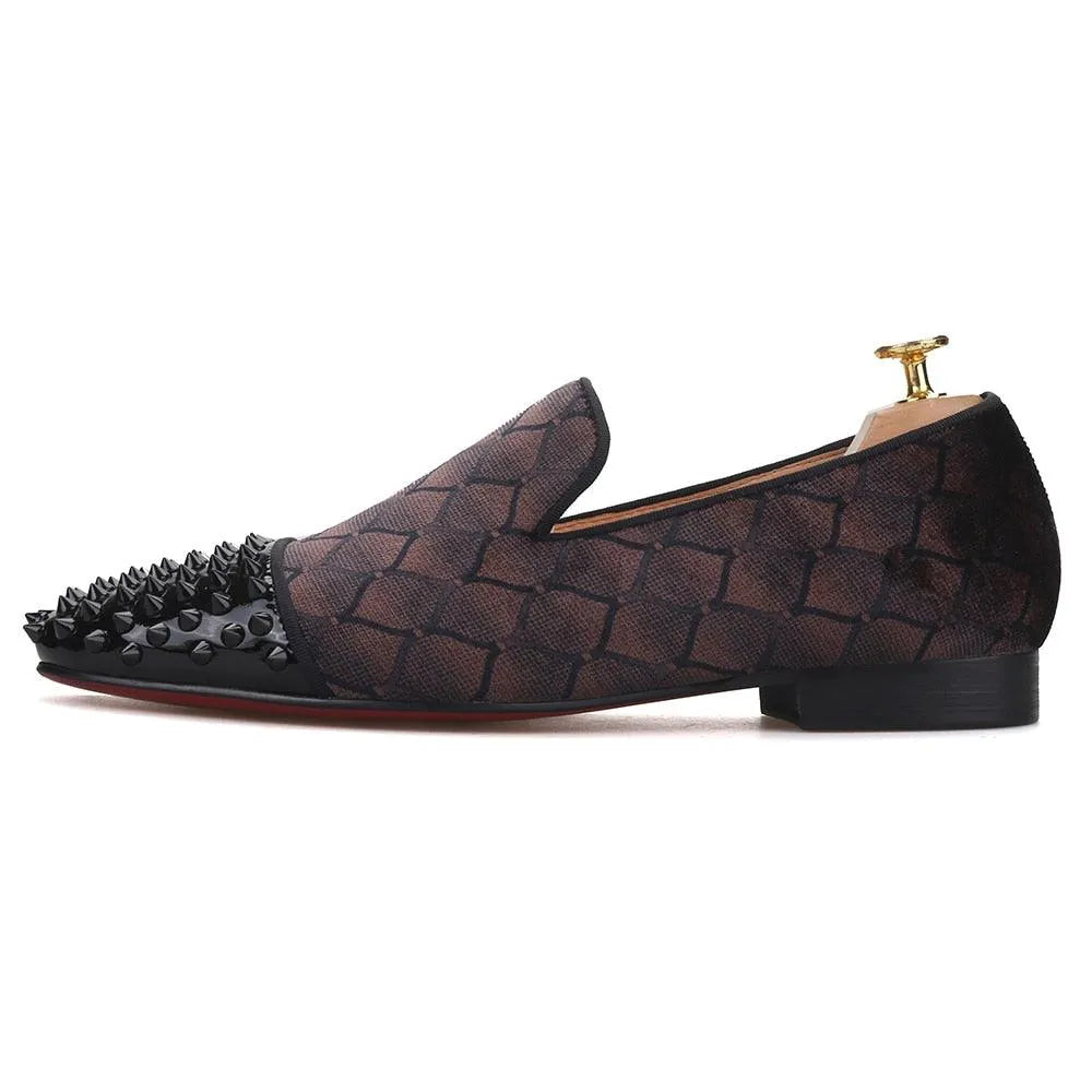 Patchwork Velvet Loafers - Men Shoes -Guocali