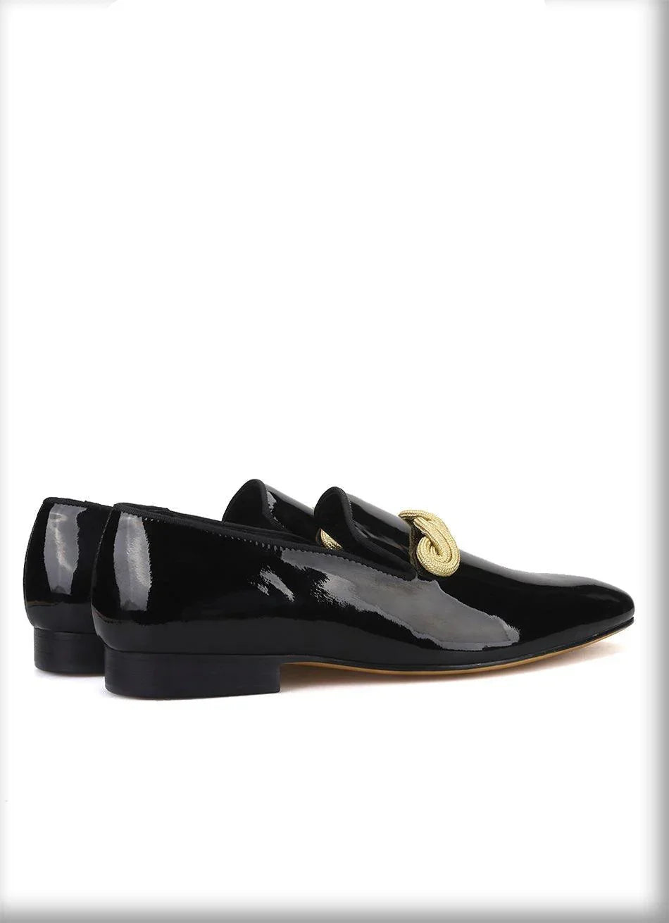 Patent Leather Men Loafers with Gold Rope - Men Shoes -Guocali