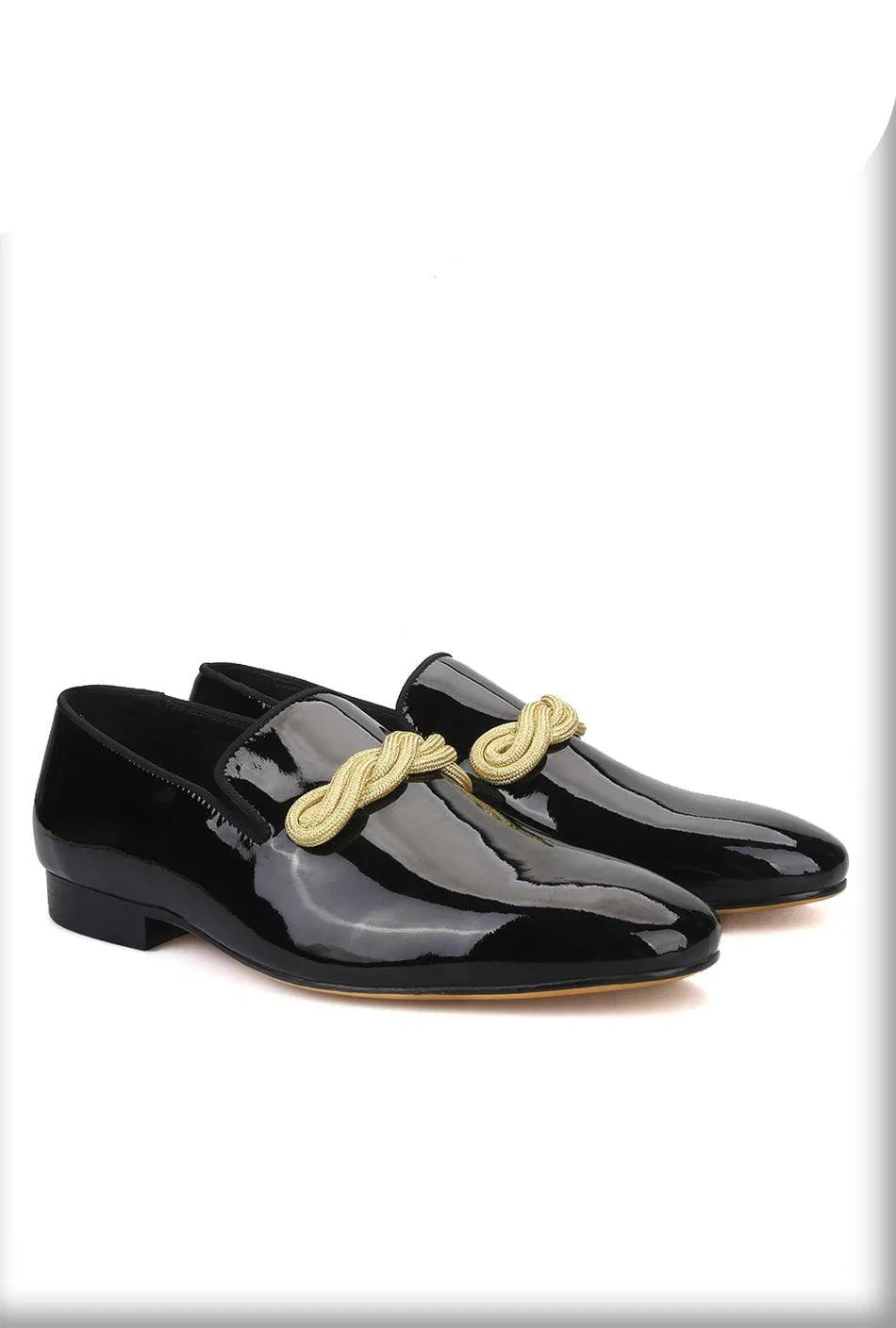 Patent Leather Men Loafers with Gold Rope - Men Shoes -Guocali