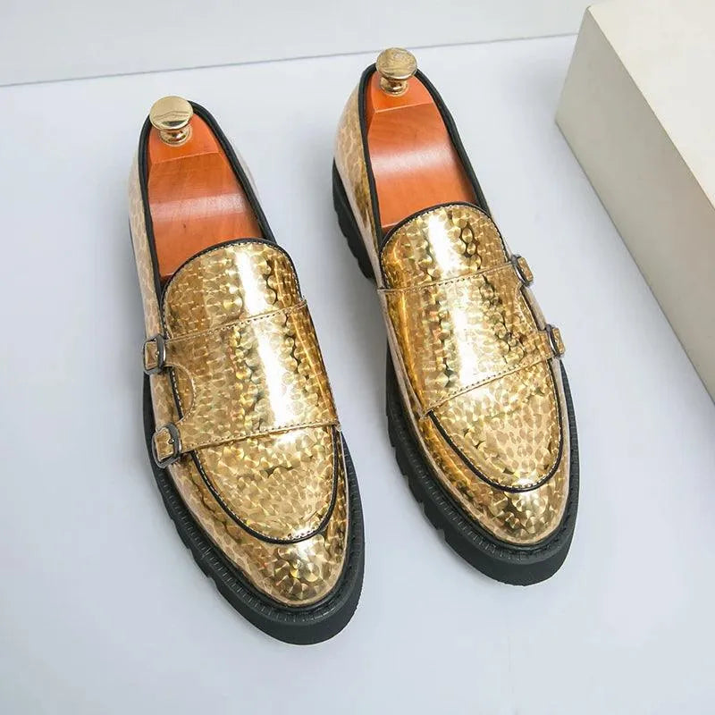 Patent Leather Monk Strap Loafers -Guocali
