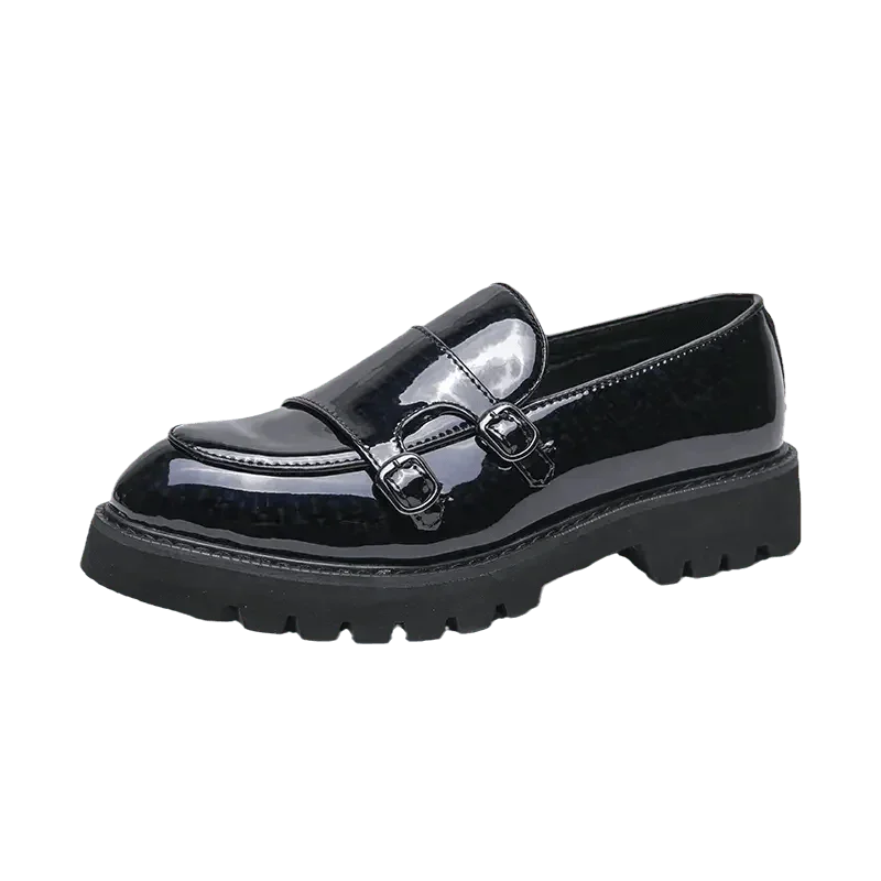 Patent Leather Monk Strap Loafers -Guocali