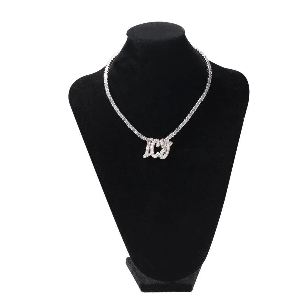 Personalized Name Pendant Necklace - Rhinestone -Guocali