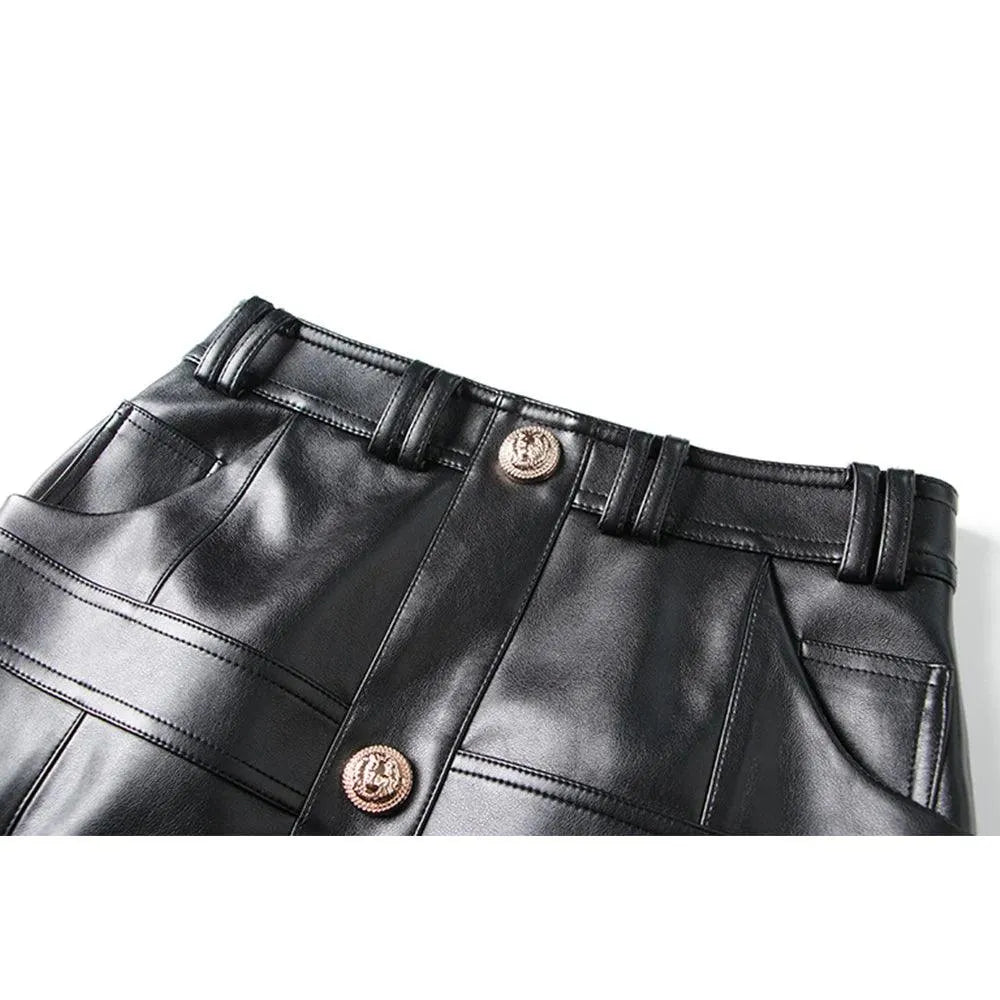 Plaid Mini Skirt - Women Leather Skirt -Guocali