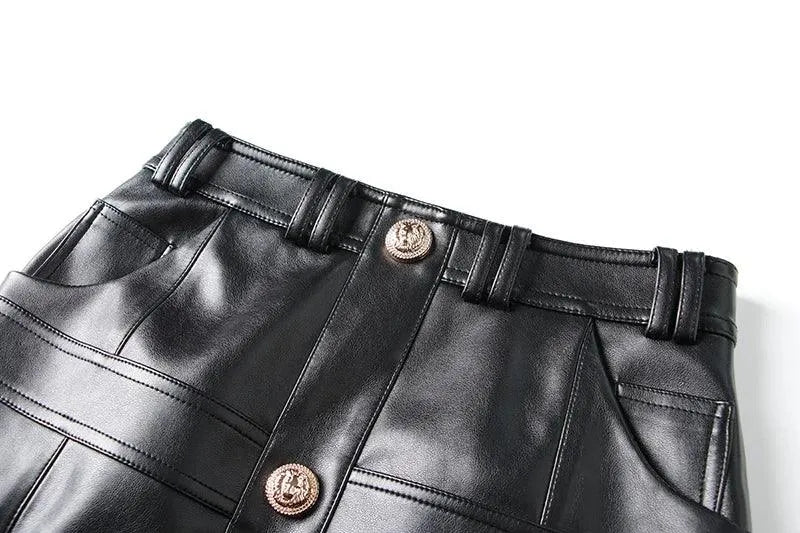 Plaid Mini Skirt - Women Leather Skirt -Guocali