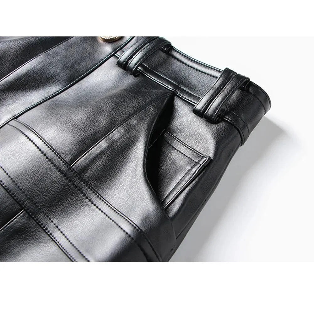 Plaid Mini Skirt - Women Leather Skirt -Guocali