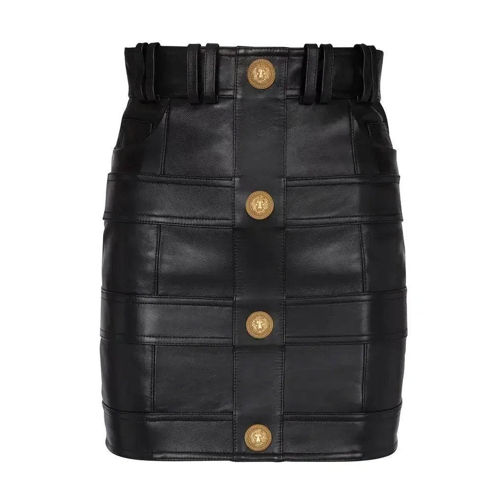 Plaid Mini Skirt - Women Leather Skirt -Guocali