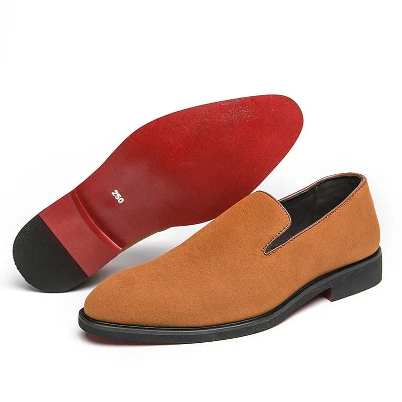 Red Sole Suede Formal Men Loafers - Men Shoes -Guocali