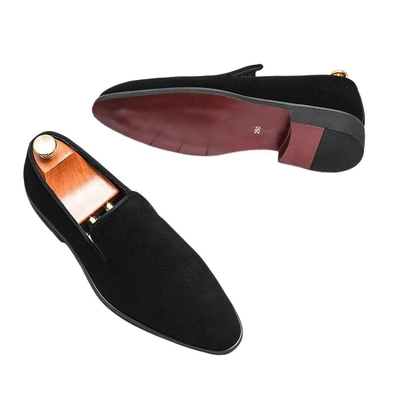 Red Sole Suede Formal Men Loafers - Men Shoes -Guocali