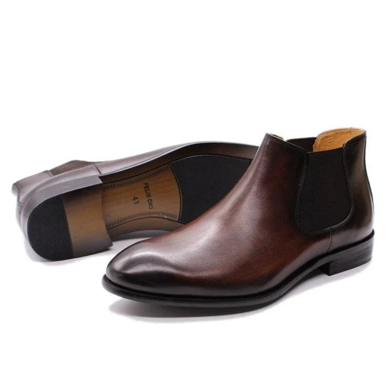 Renard Leather Ankle Dress Boots -Guocali