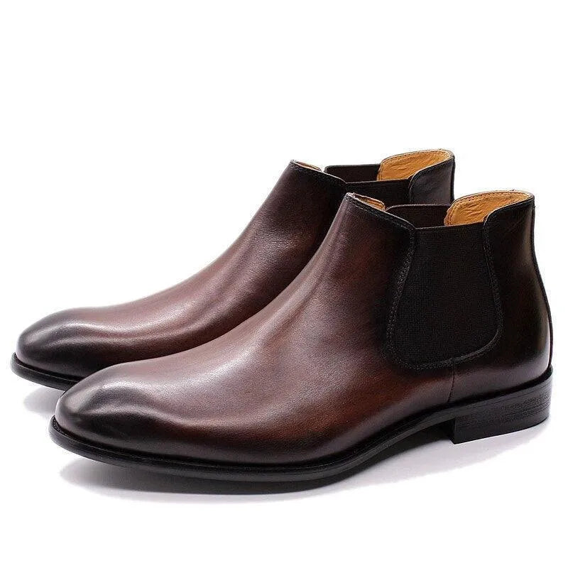 Renard Leather Ankle Dress Boots -Guocali