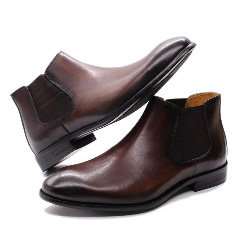 Renard Leather Ankle Dress Boots -Guocali